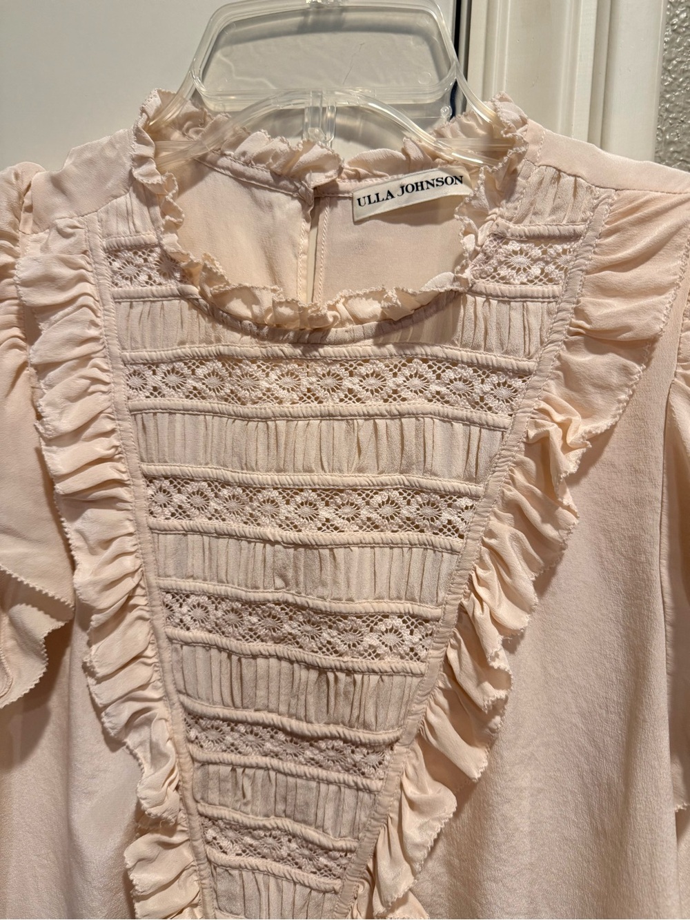 Ulla Johnson Lois Blush Silk Flutter Sleeve Blouse View 3
